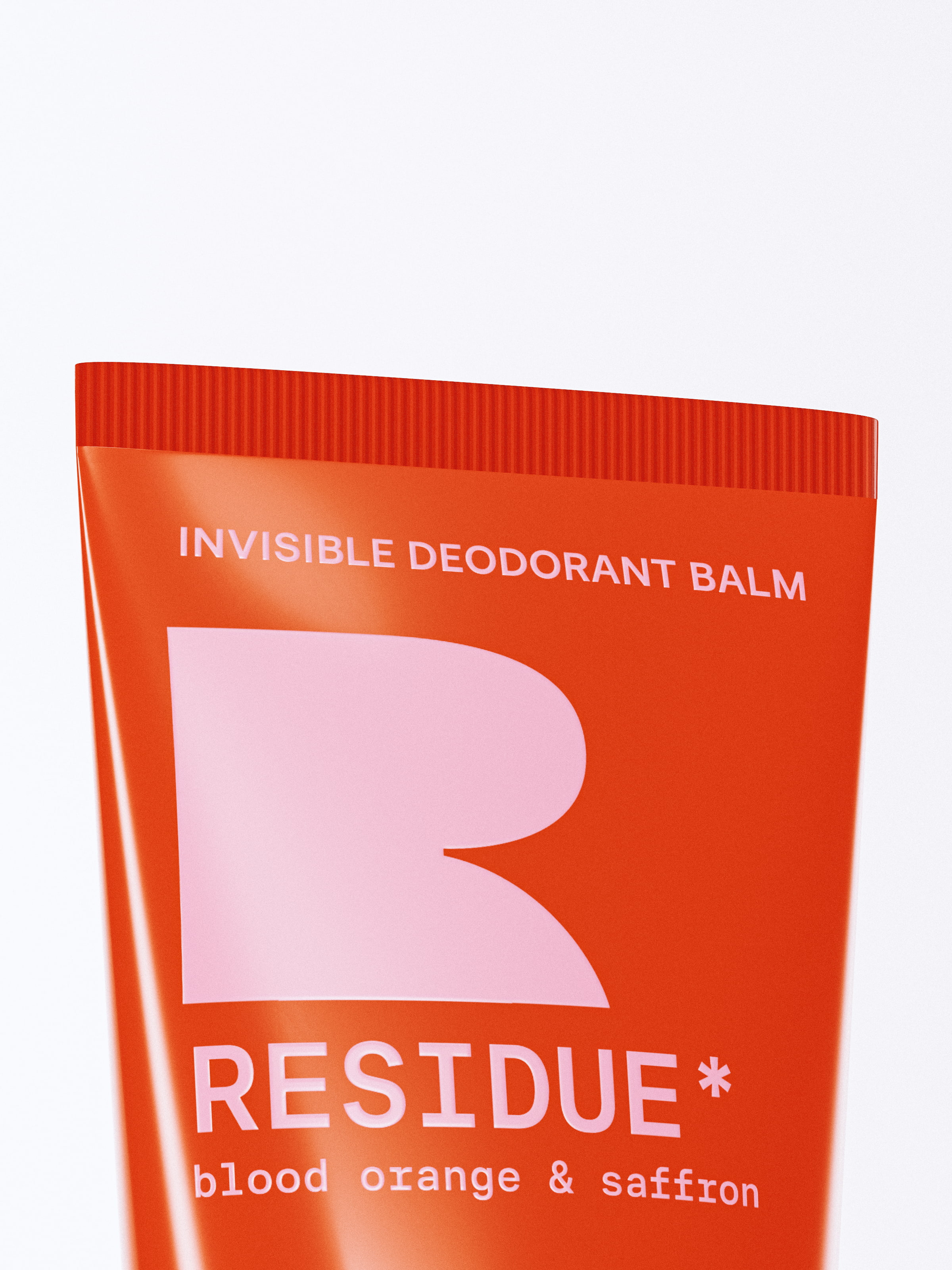 Photorealistic 3D product rendering and premium cosmetic packaging design showcasing Residue deodorant beauty brand identity 