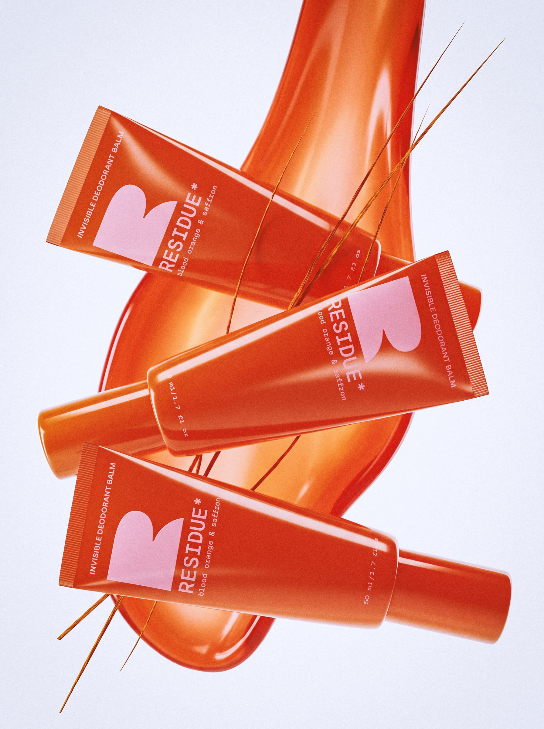 Premium orange tube and packaging design for Residue natural deodorant balm